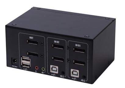 AS-22DPA (2 ports Display Port KVM switch, Dual-monitor)