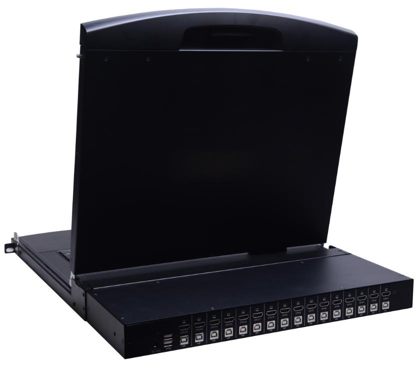 AS-9116HLS 16Ports HDMI LCD KVM Console with 19inch 1080p monitor